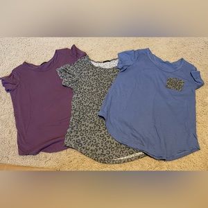 Studio 1886 3 short sleeve casual t-shirts blue purple grey leopard size 12/14